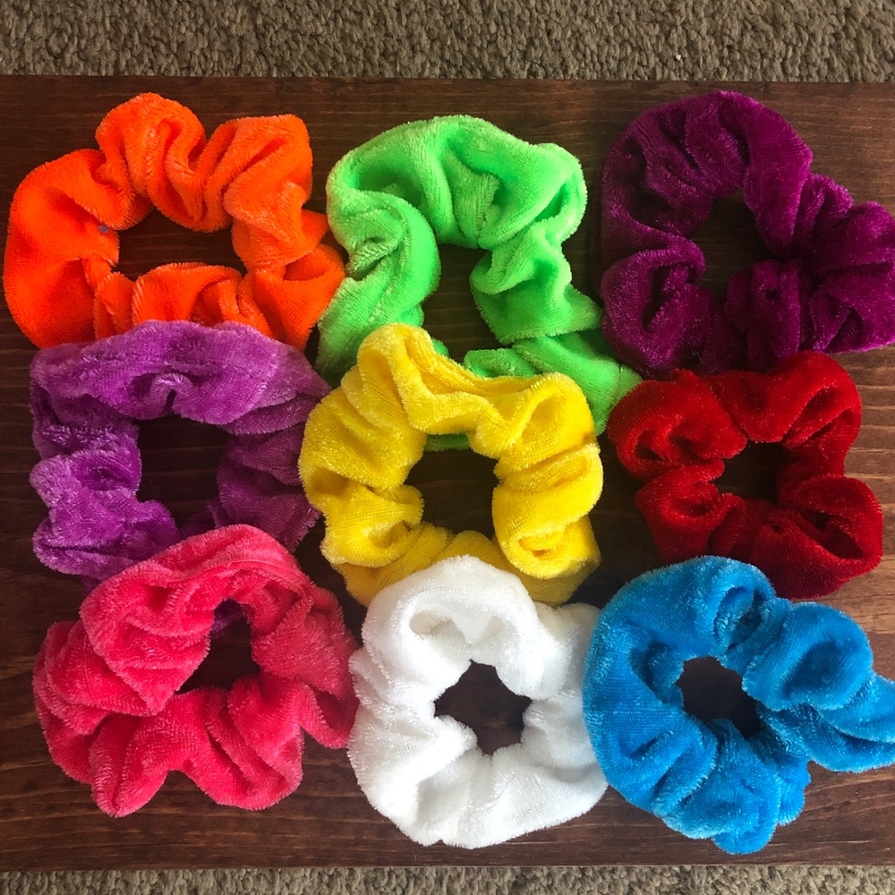 9 New NEON Velvet Scrunchies Set VSCO Hair Tie
